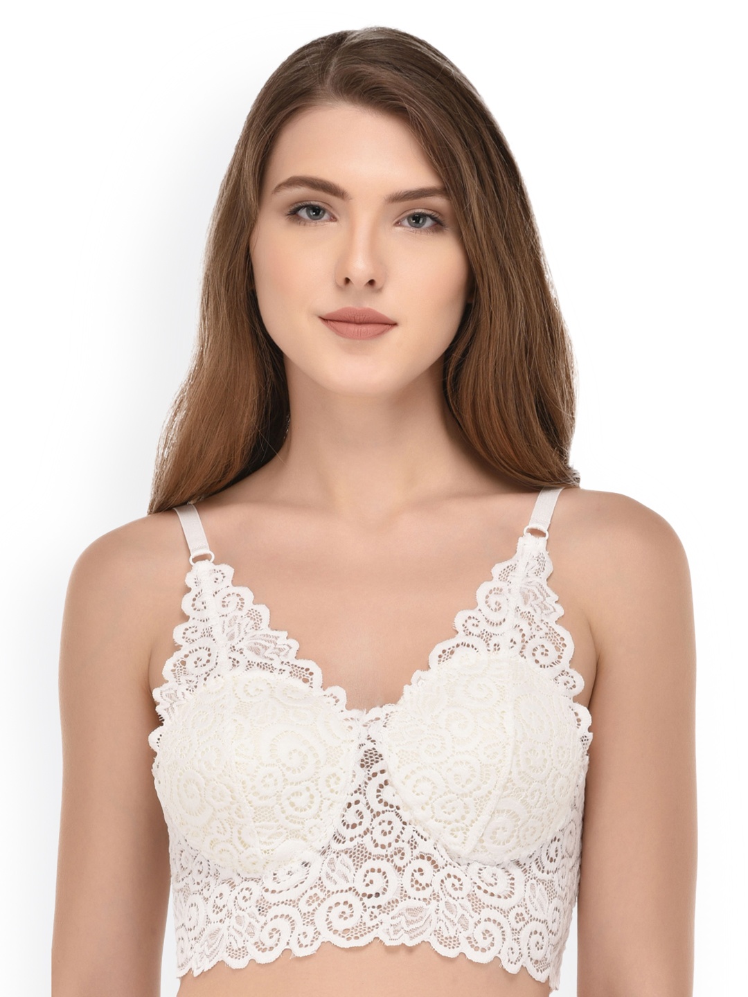 

PrettyCat White Solid Non-Wired Lightly Padded Bralette Bra