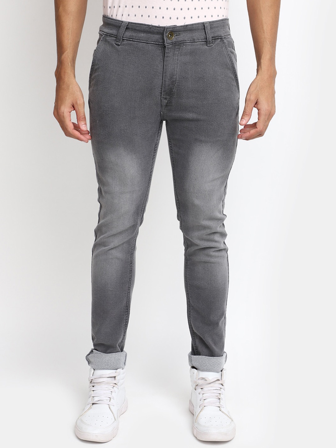 

V-Mart Men Clean Look Slim Fit Heavy Fade Cotton Jeans, Grey