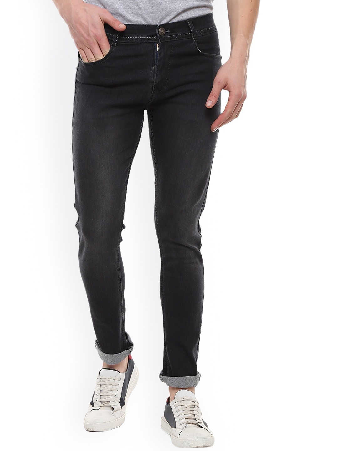 

V-Mart Men Slim Fit Clean Look Cotton Jeans, Black