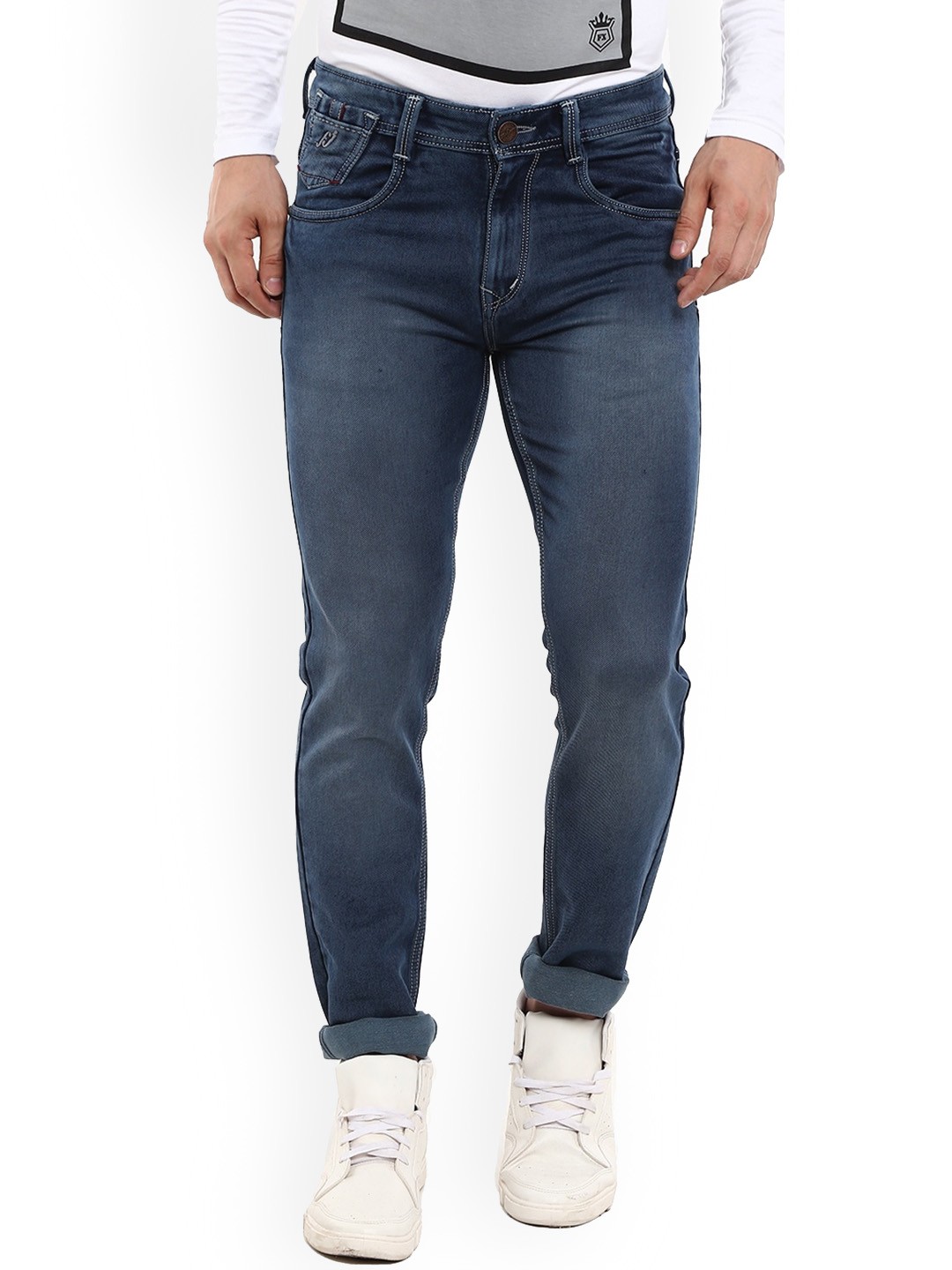 

V-Mart Men Slim Fit Clean Look Light Fade Cotton Jeans, Blue