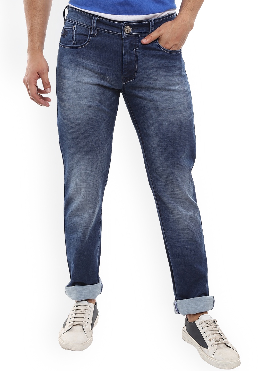 

V-Mart Men Slim Fit Heavy Fade Clean Look Cotton Jeans, Blue