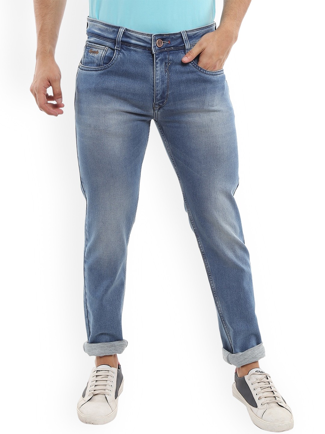 

V-Mart Men Slim Fit Clean Look Heavy Fade Cotton Jeans, Blue