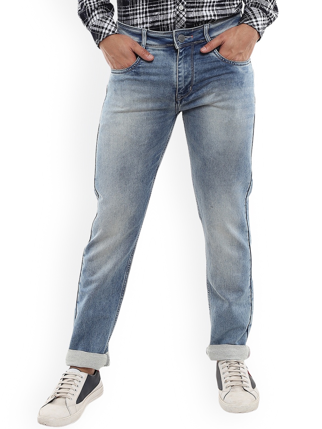 

V-Mart Men Slim Fit Clean Look Heavy Fade Cotton Jeans, Blue