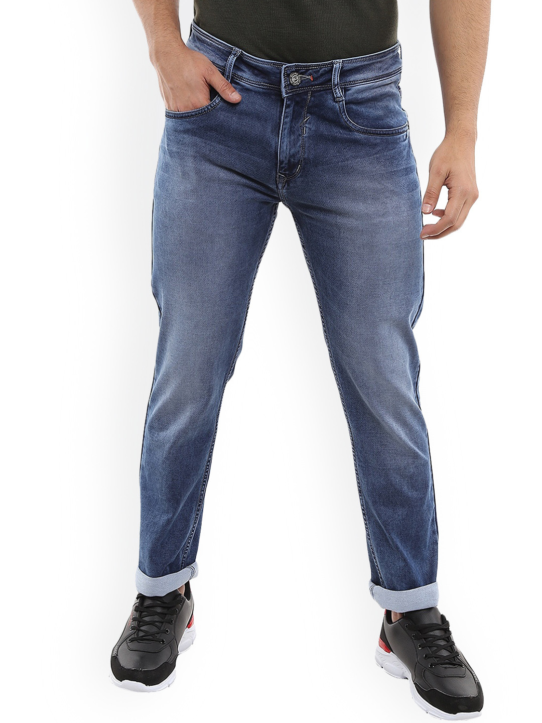 

V-Mart Men Slim Fit Clean Look Heavy Fade Cotton Jeans, Blue