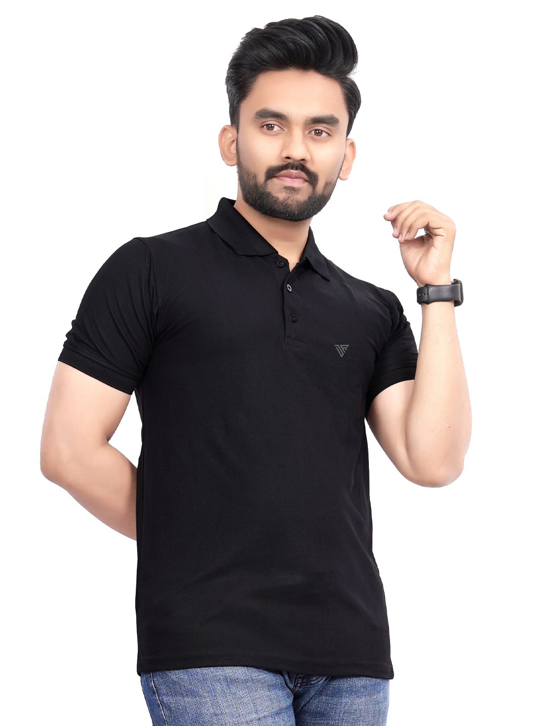 

Divra Clothing Polo Collar T-shirt, Black