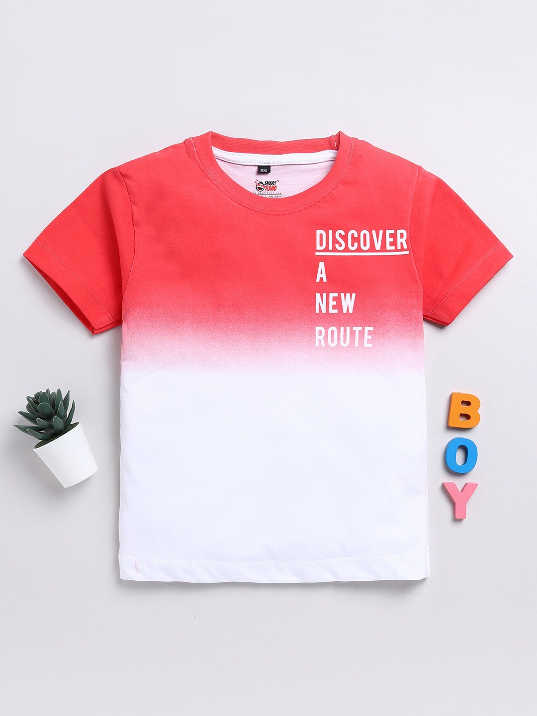 

SmartRAHO Boys Typography Printed Round Neck Cotton T-shirt, Red