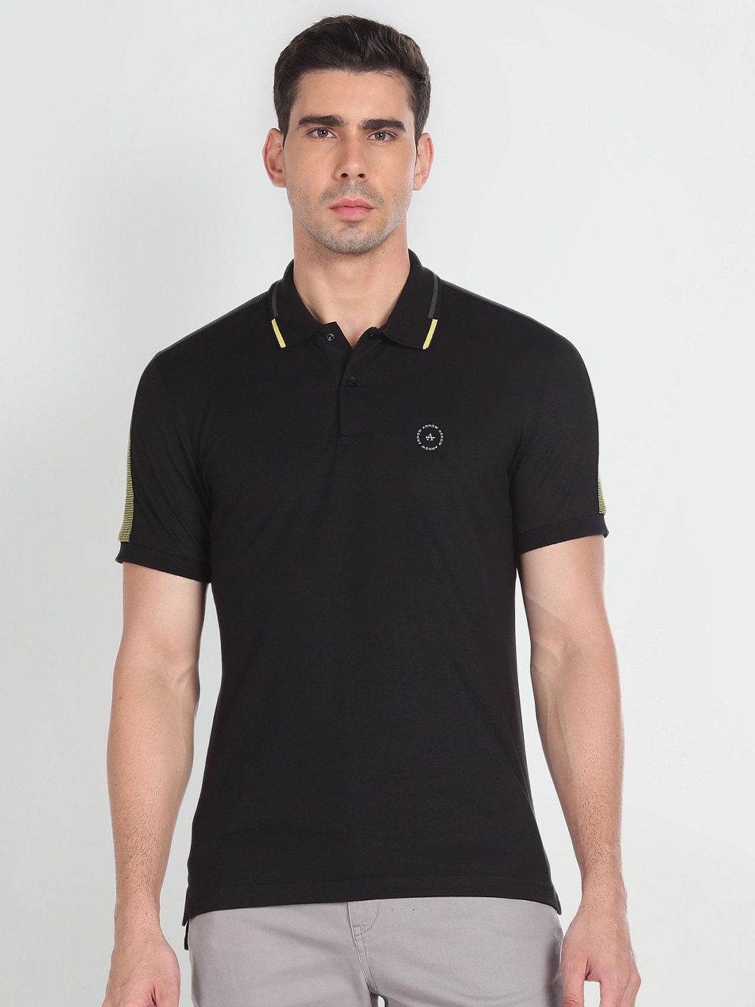 

Arrow New York Polo Collar Cotton T-shirt, Black