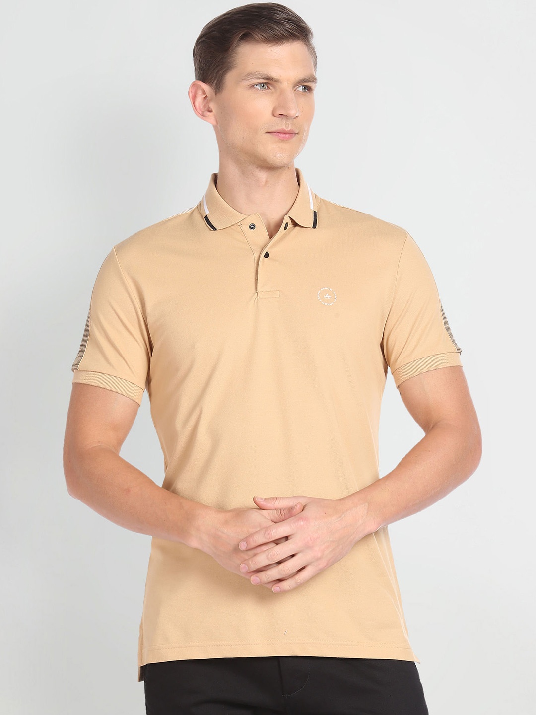 

Arrow New York Polo Collar Pure Cotton T-shirt, Beige