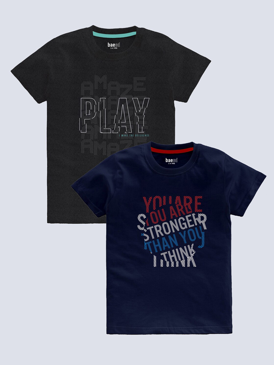 

BAESD Boys Pack Of 2 Printed T-shirt, Black