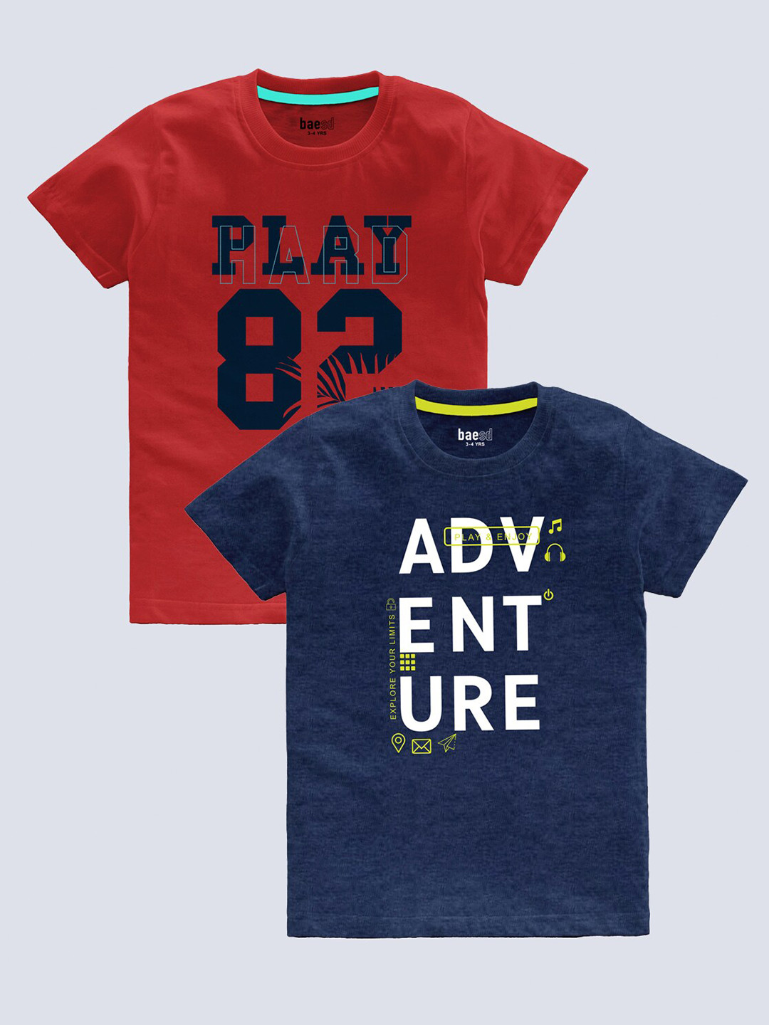 

BAESD Boys Pack Of 2 Printed T-shirt, Red