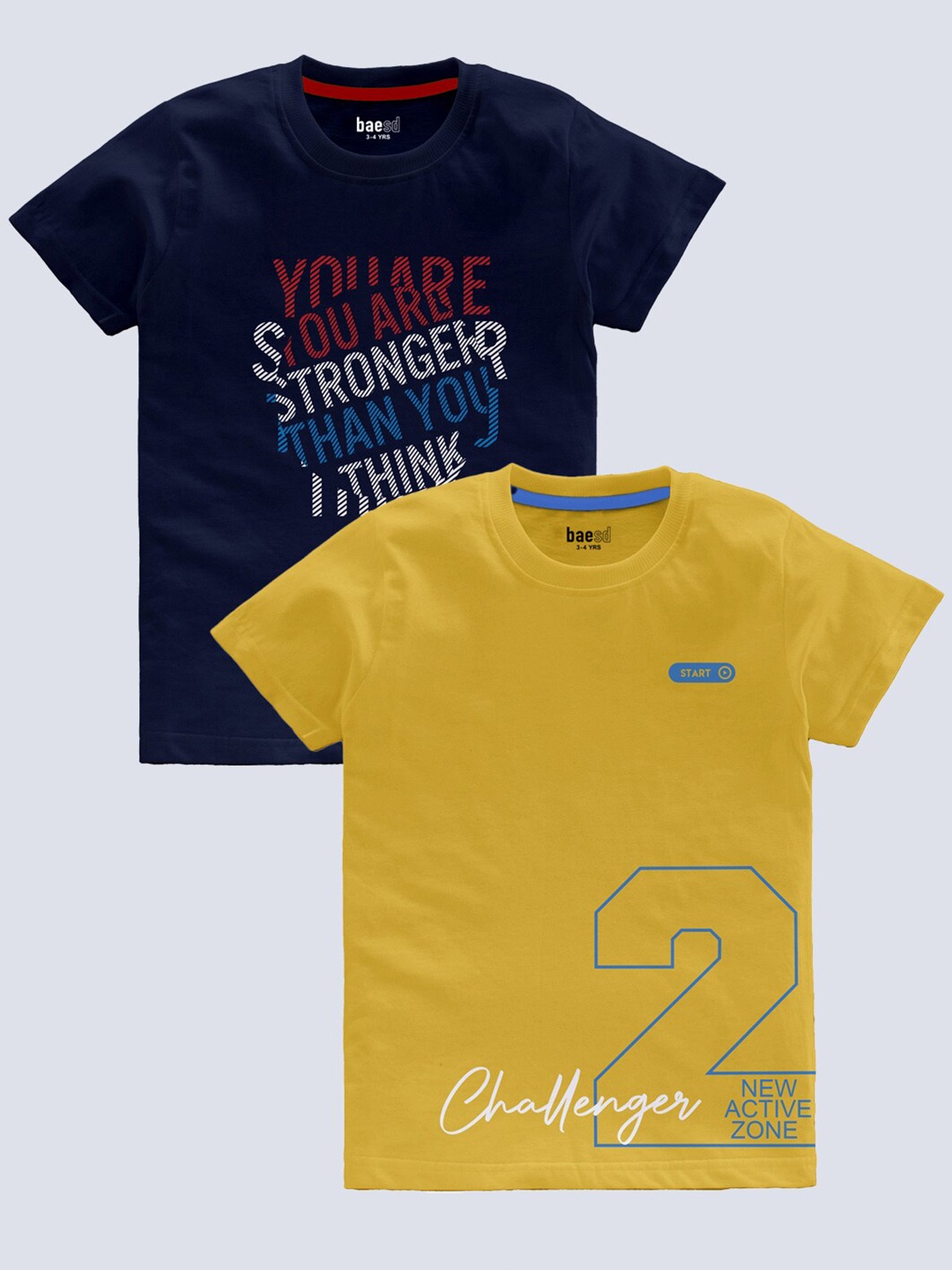 

BAESD Boys Pack Of 2 Printed T-shirt, Navy blue
