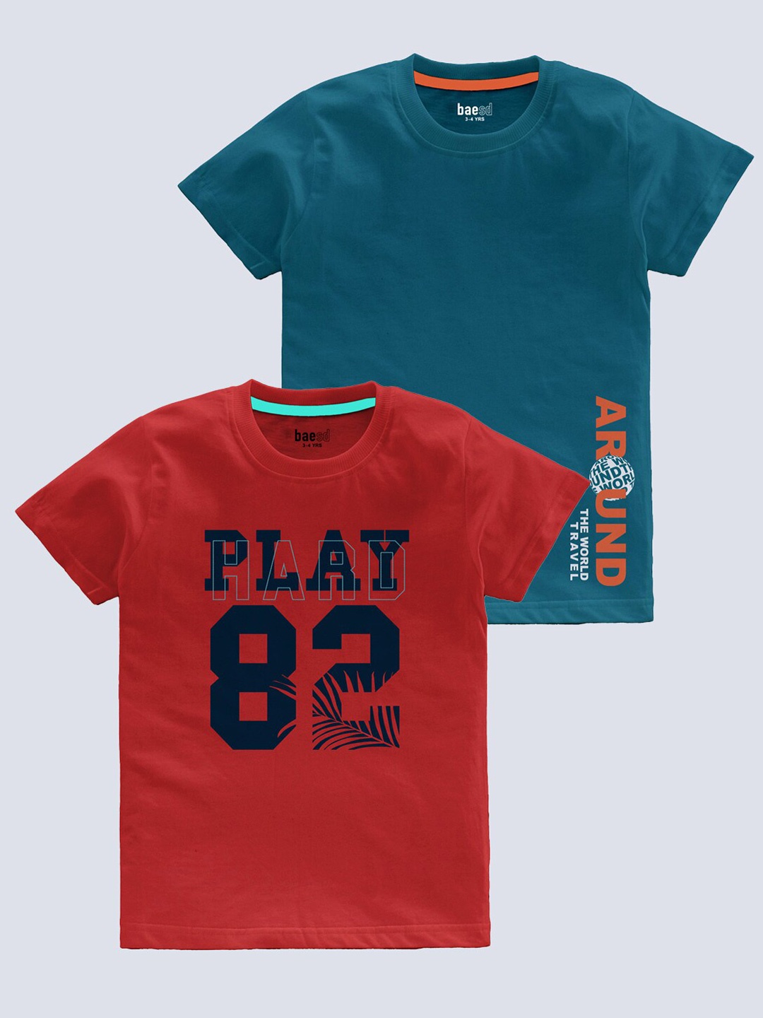 

BAESD Boys Pack Of 2 Printed T-shirt, Teal