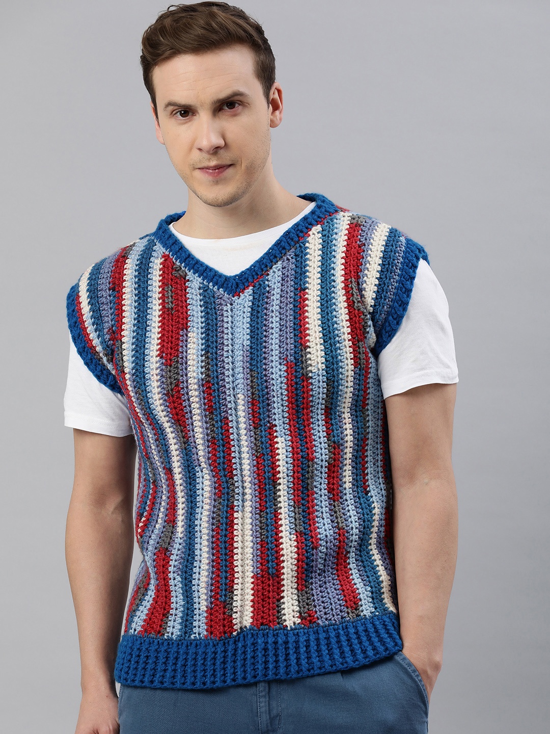 

Magic Needles Men Woollen Pullover, Multi