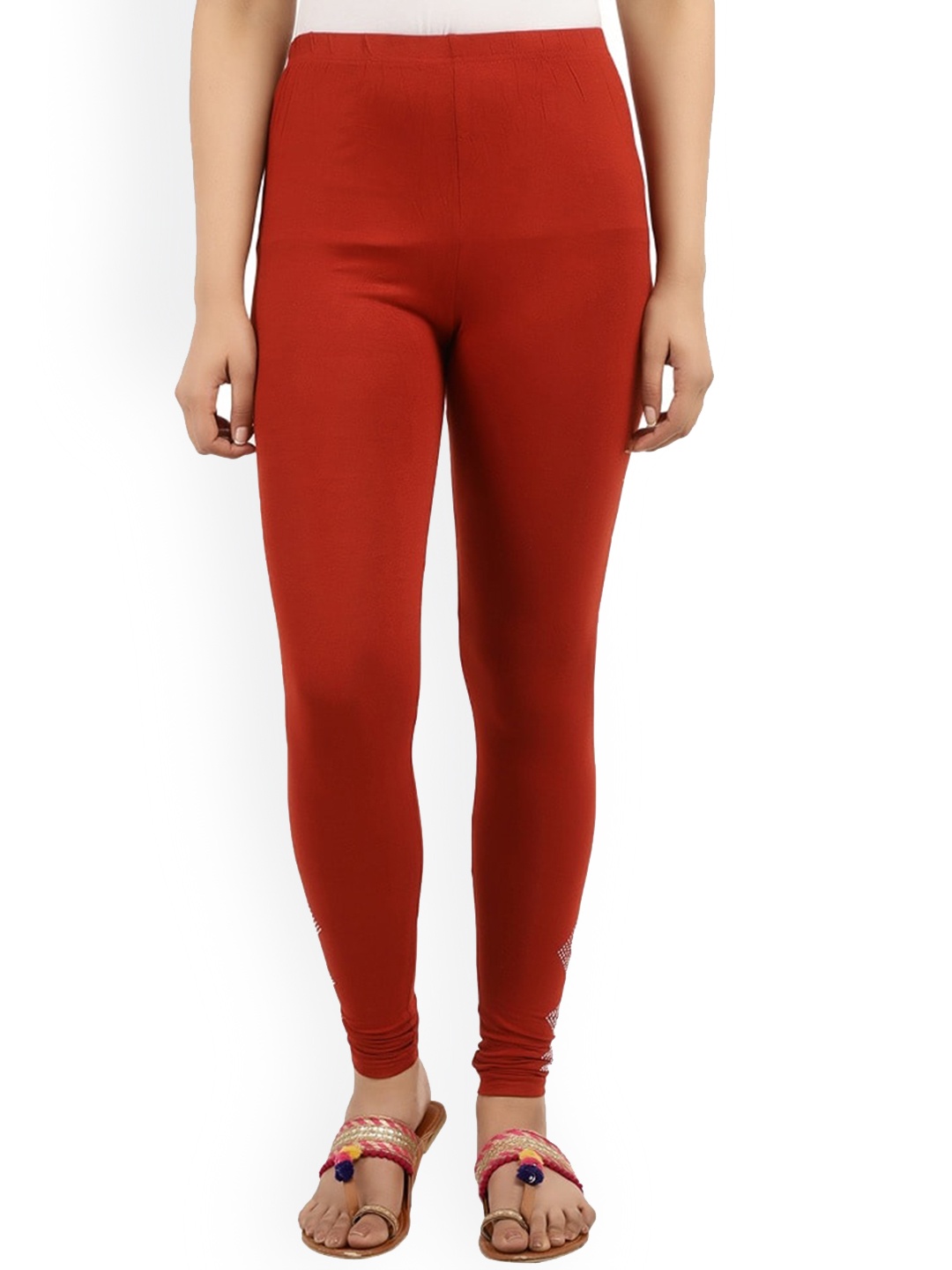 

V-Mart Embellished Detail Churidar Length Leggings, Rust