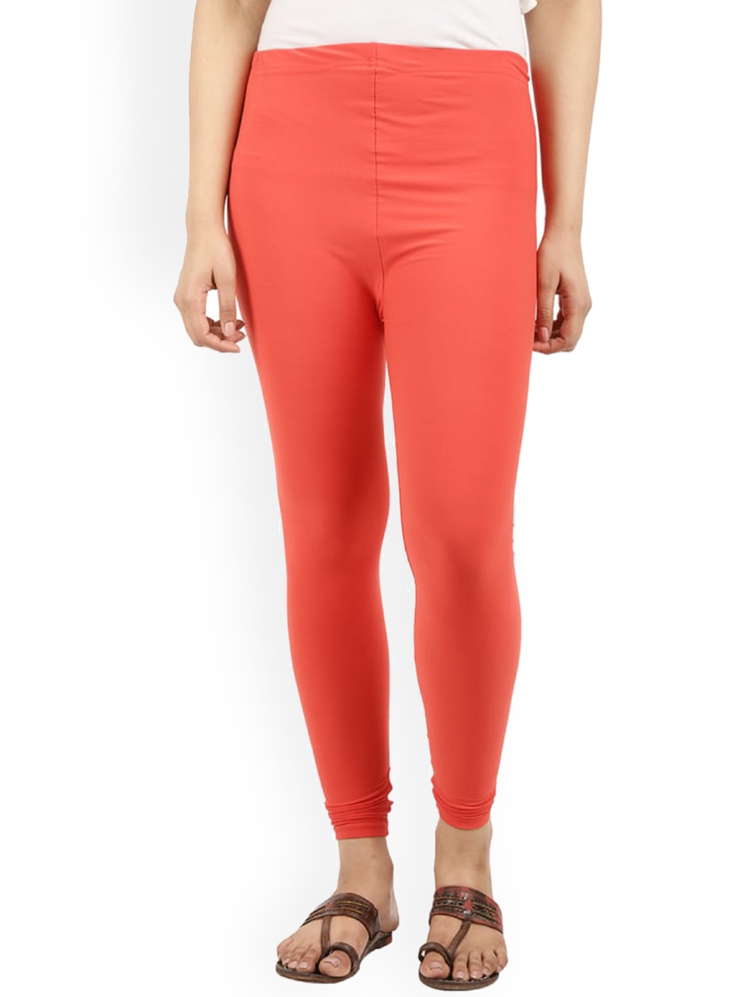 

V-Mart Cotton lycra Churidar-Length Leggings, Orange