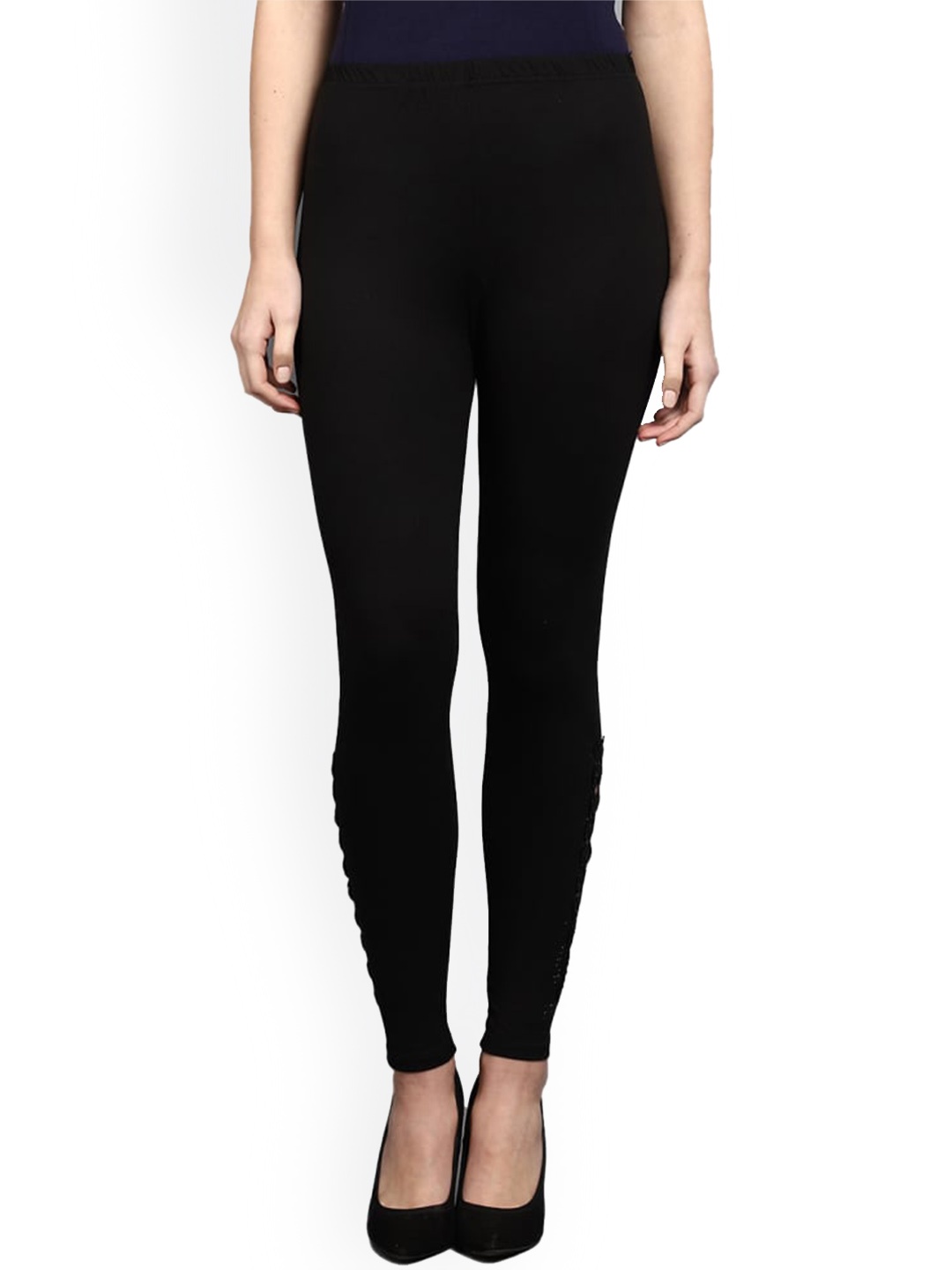 

V-Mart Churidar-Length Leggings, Black