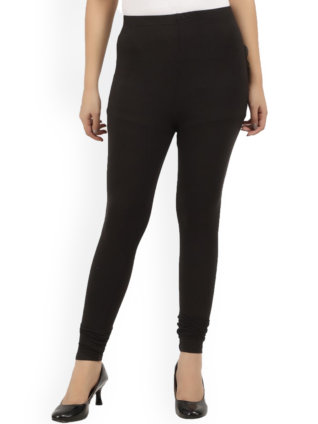 

V-Mart Cotton Churidar-Length Leggings, Black
