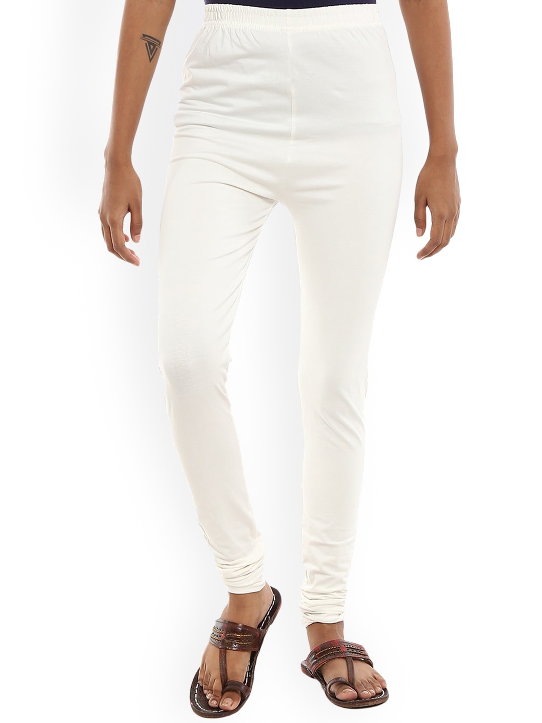 

V-Mart Cotton Churidar Length Leggings, White