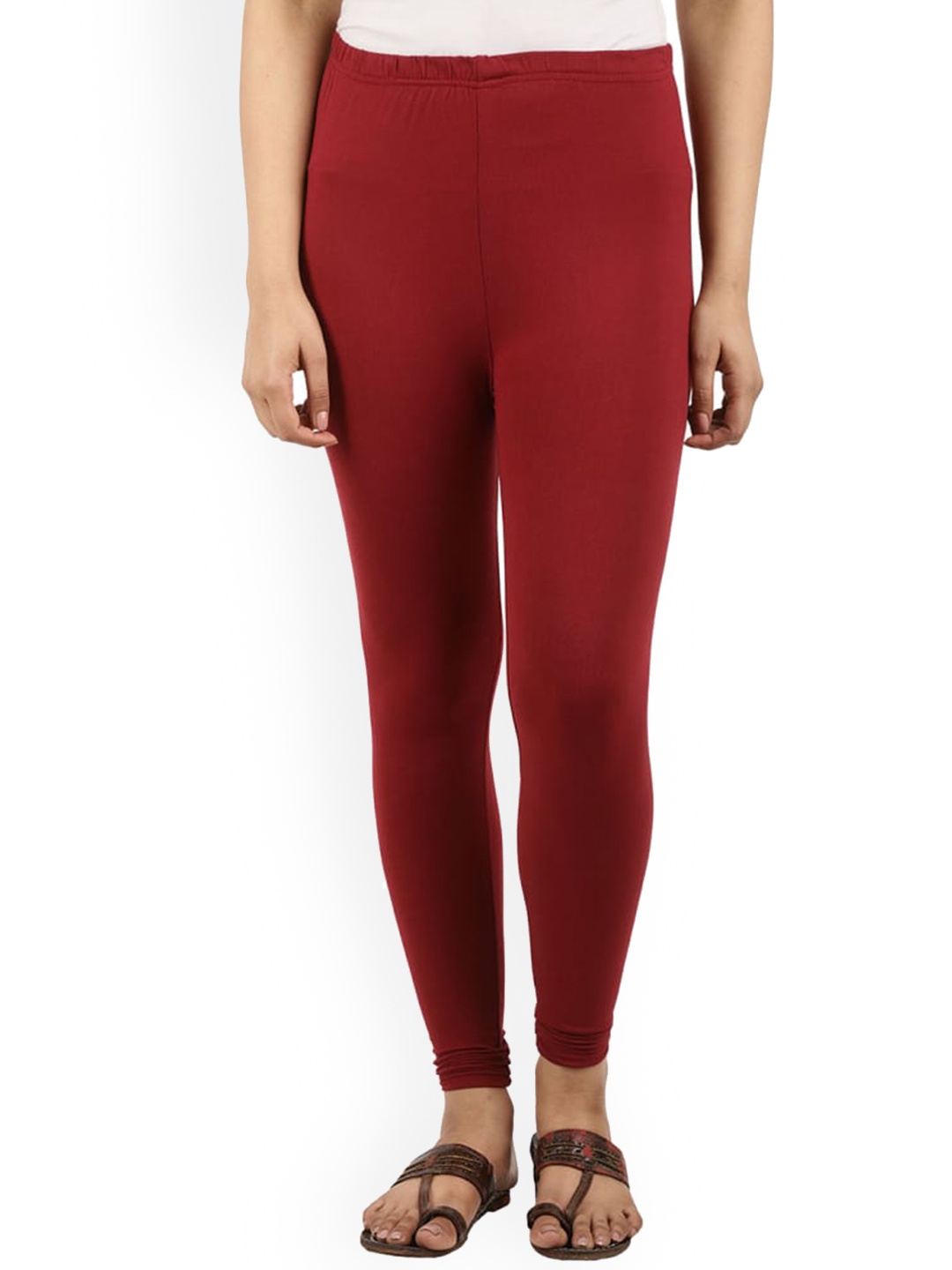 

V-Mart Cotton Churidar-Length Leggings, Maroon