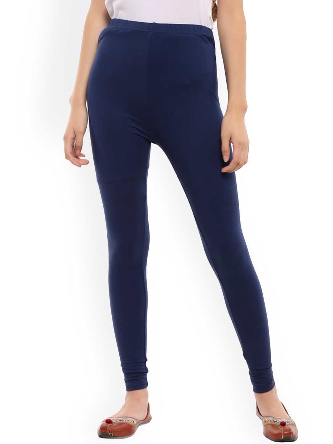 

V-Mart Cotton Lycra Churidar-Length Leggings, Navy blue