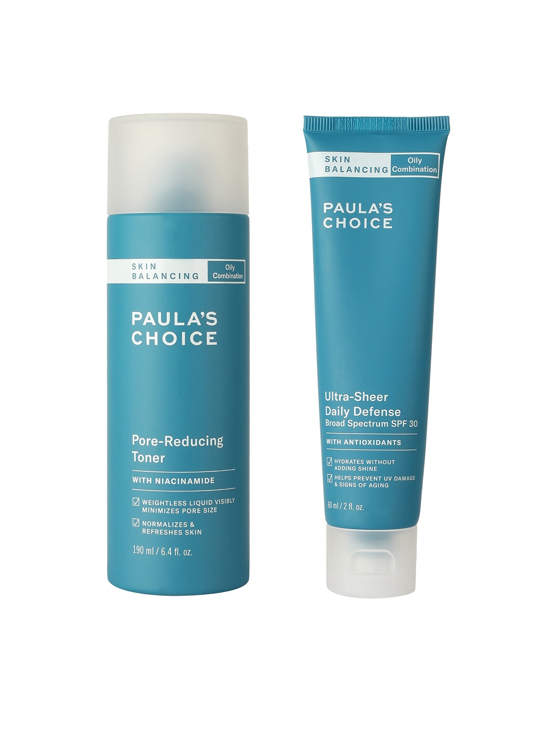 

Paulas Choice Ultra Sheer Day Cream + Skin Balancing Pore-Reducing Toner, Blue