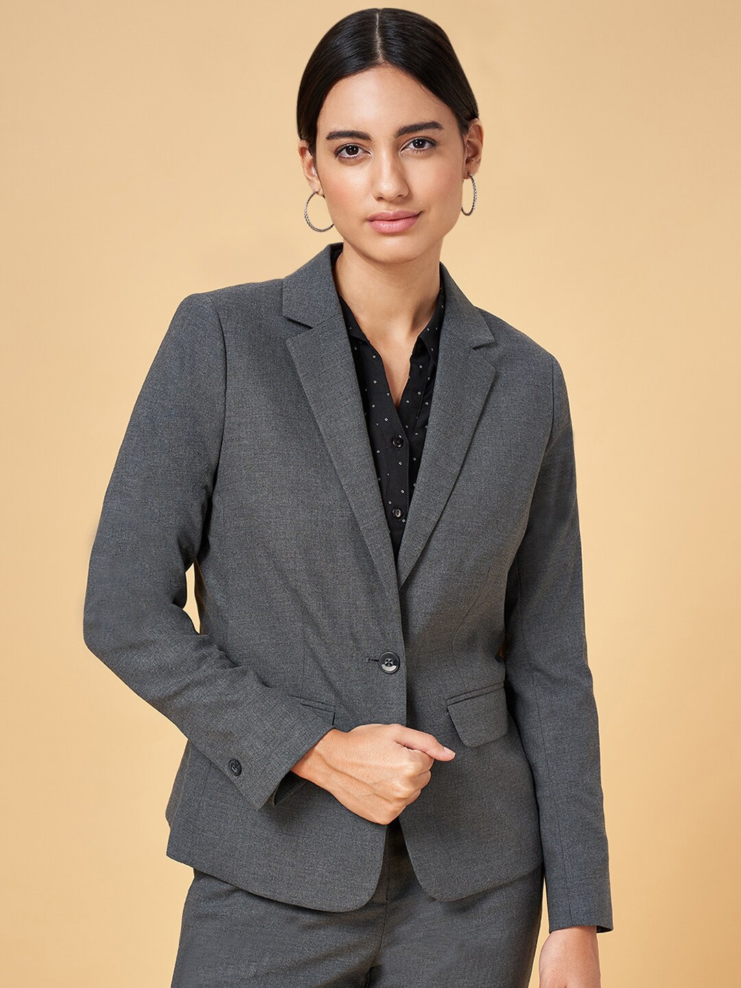 

Annabelle by Pantaloons Single-Breasted Formal Blazer, Grey