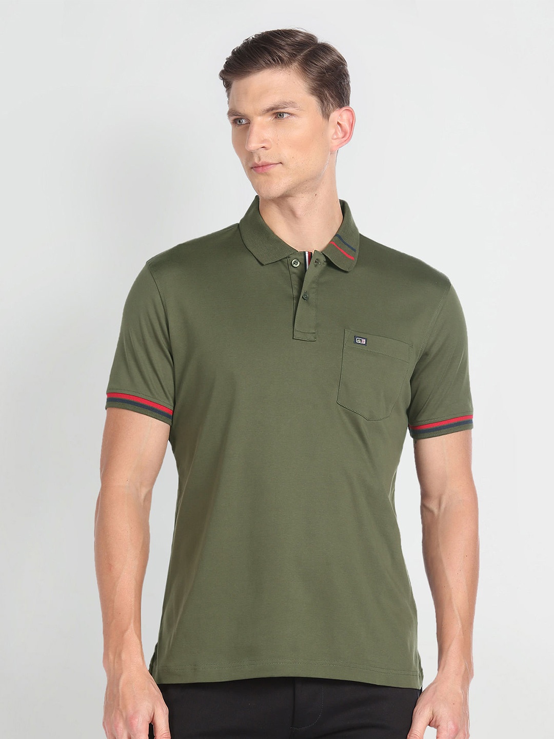 

Arrow Sport Slim Fit Polo Collar Pure Cotton T-shirt, Green