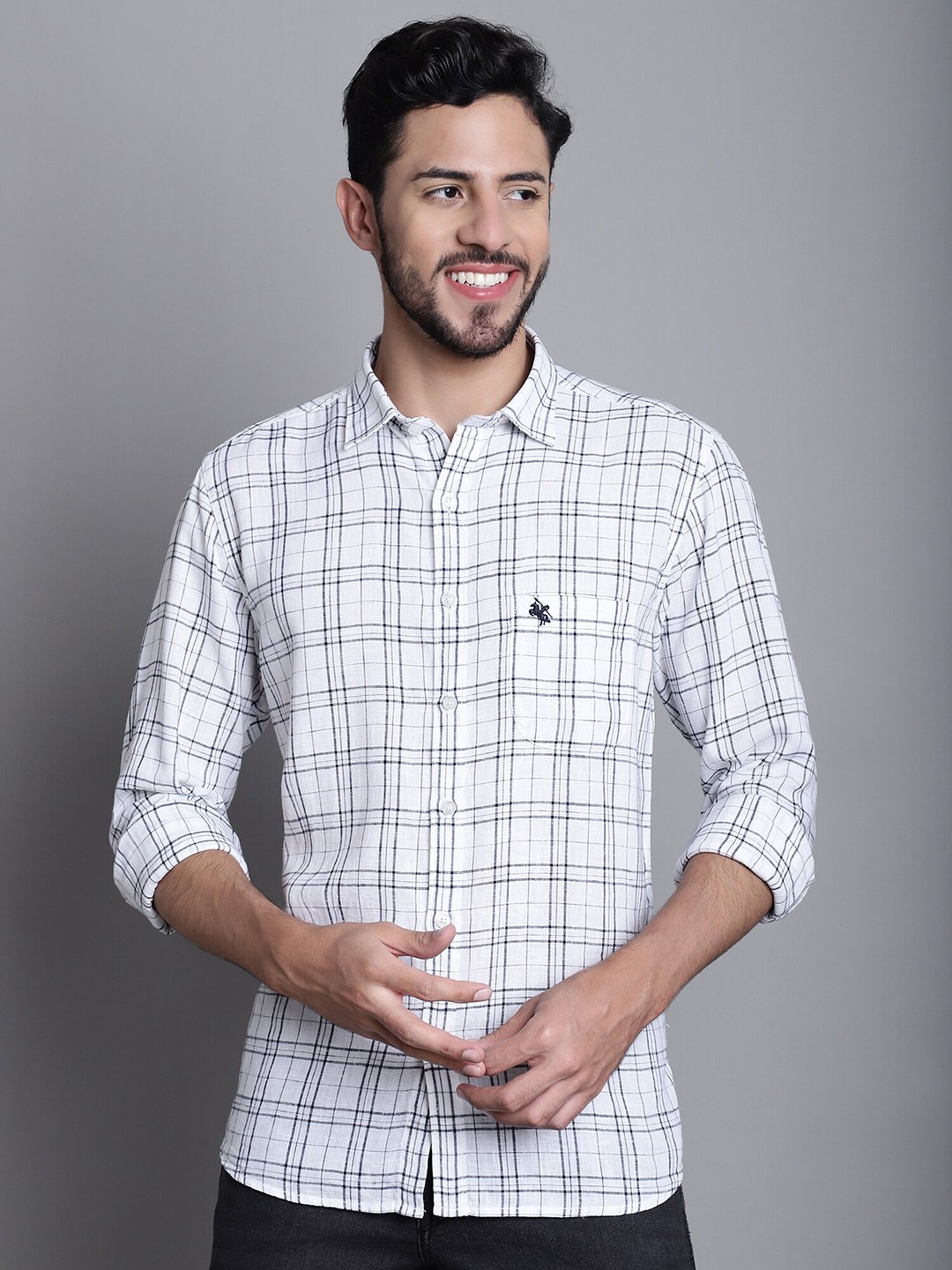

Cantabil Tartan Checked Comfort Regular Fit Cotton Casual Shirt, White