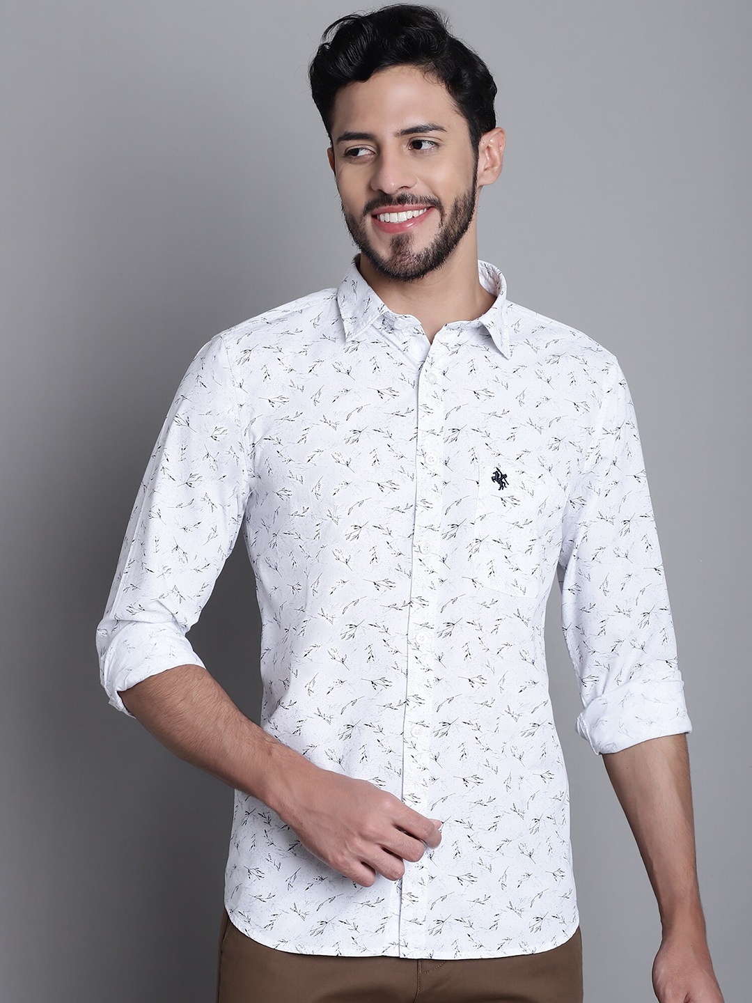

Cantabil Comfort Micro Disty Printed Cotton Casual Shirt, White