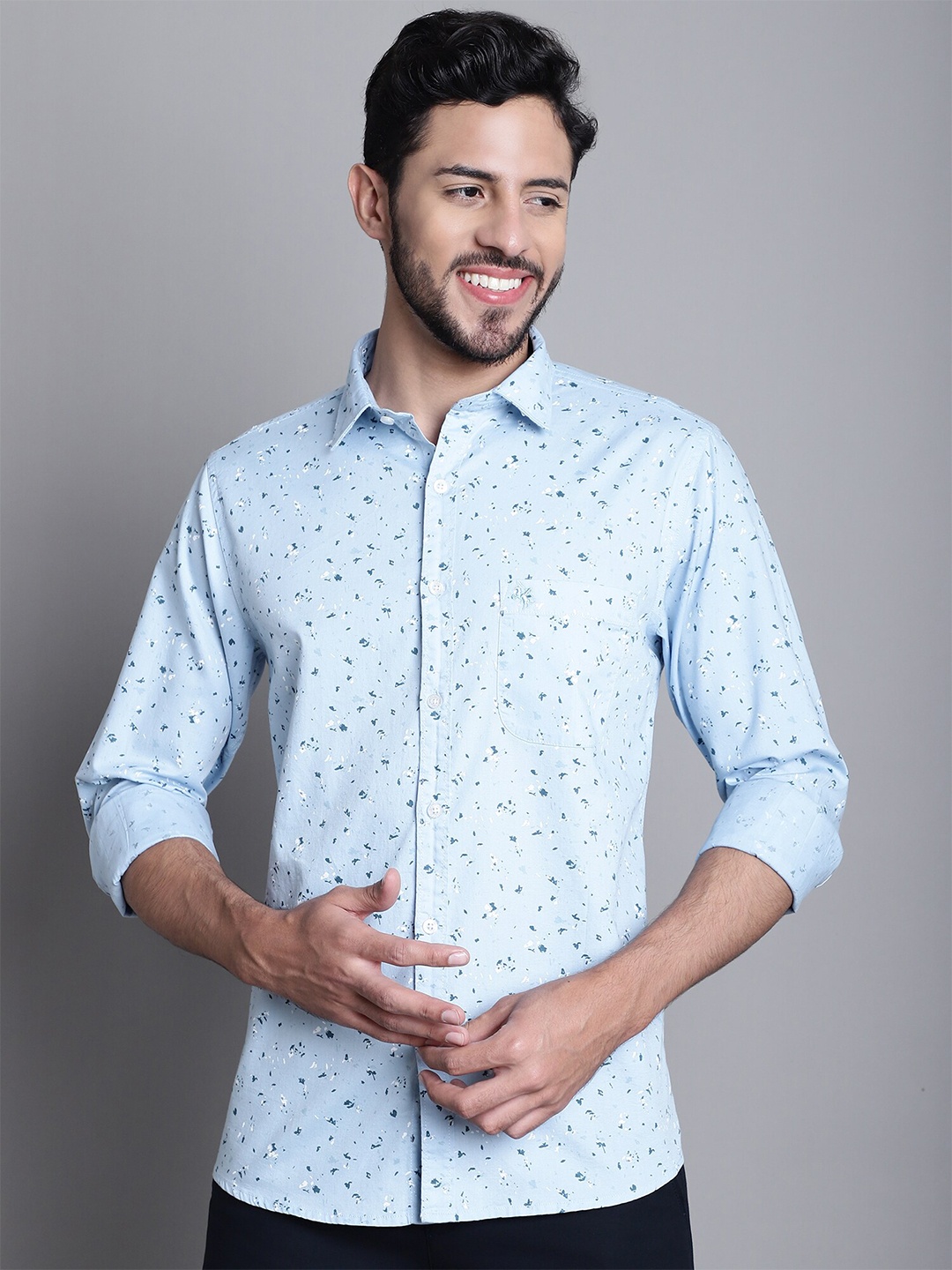 

Cantabil Abstract Printed Comfort Regular Fit Cotton Casual Shirt, Blue