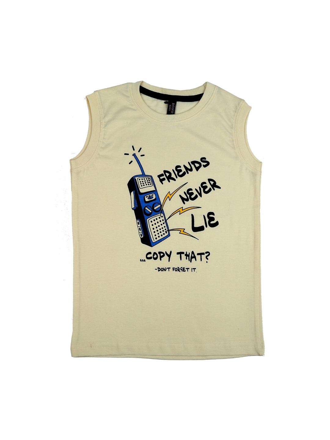 

V-Mart Boys Printed Cotton Sleeveless T-Shirt, Off white