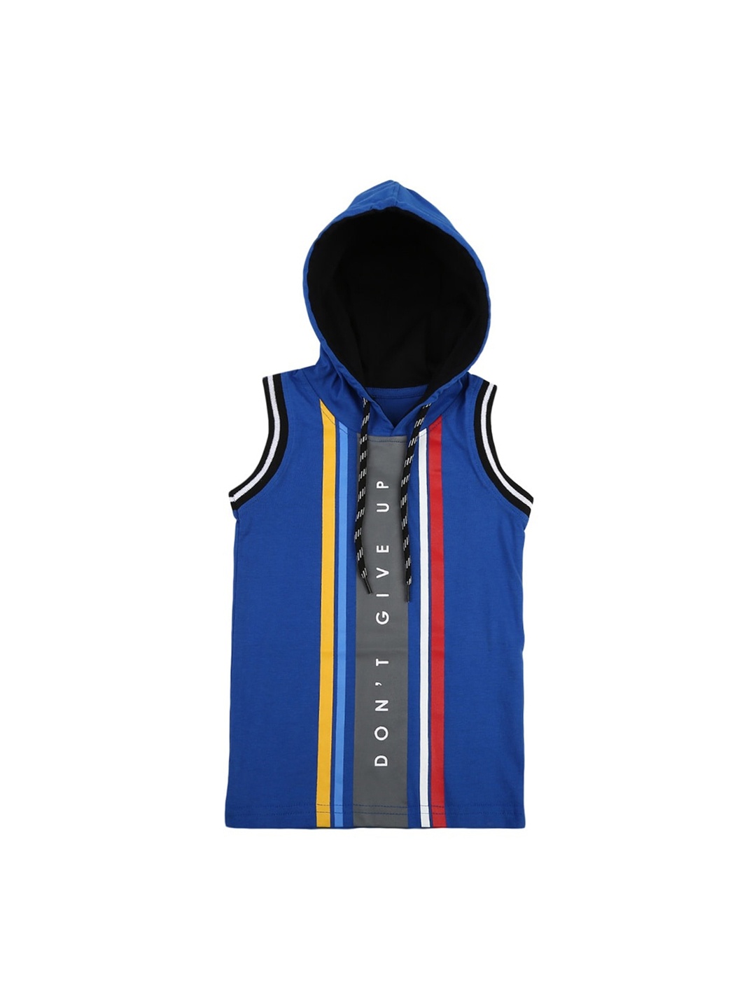 

V-Mart Boys Printed Hooded Sleeveless Cotton T-shirt, Blue