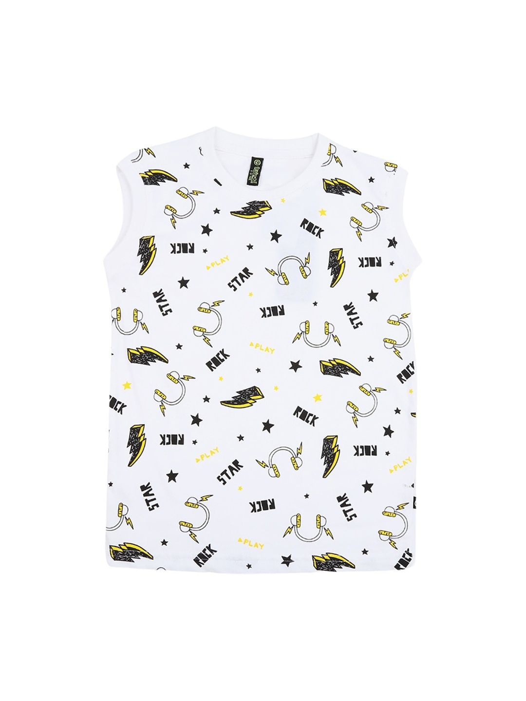 

V-Mart Boys Printed Cotton Sleeveless T-Shirt, White