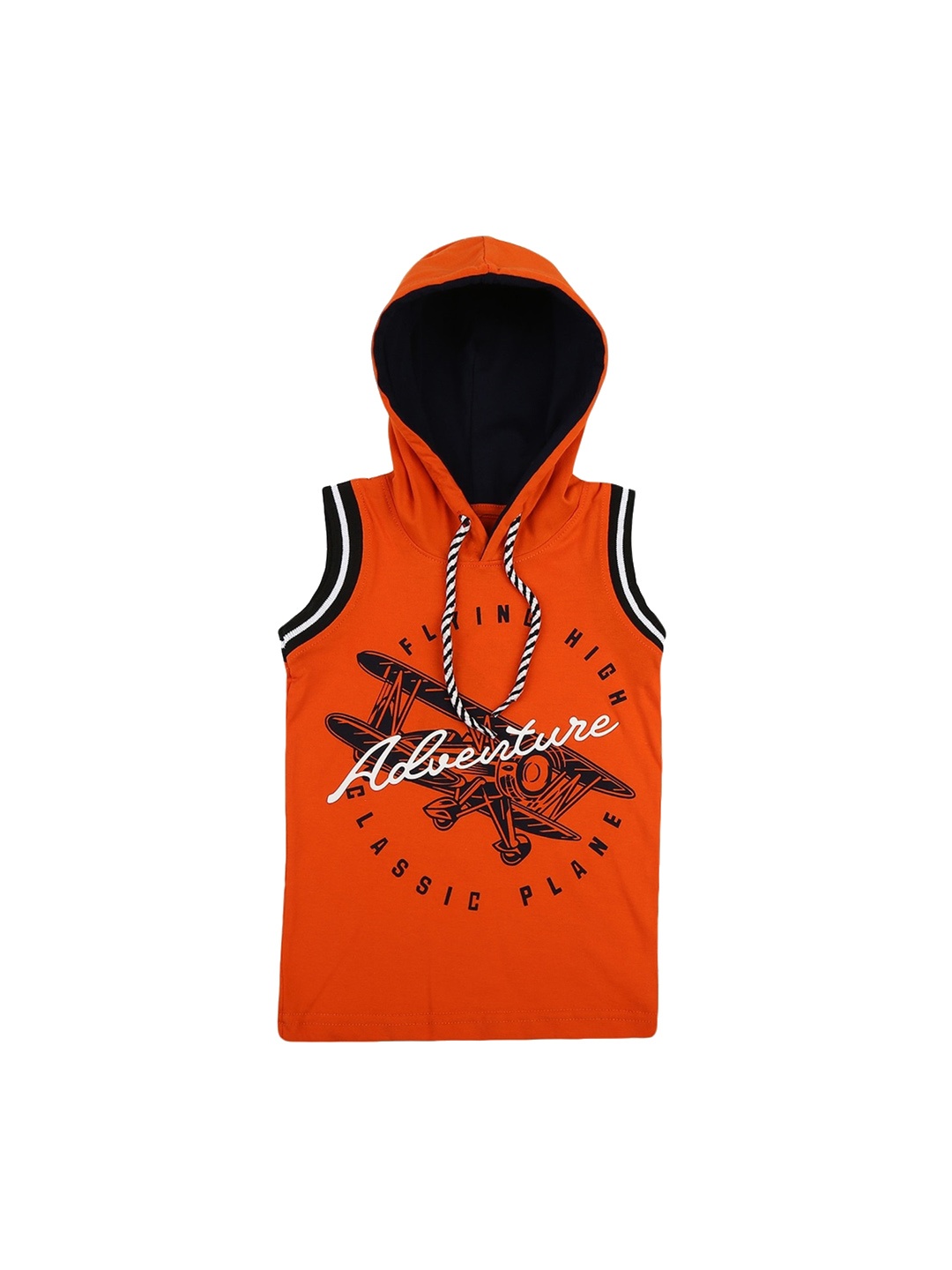

V-Mart Boys Typography Printed Hodded Cotton T-shirt, Orange