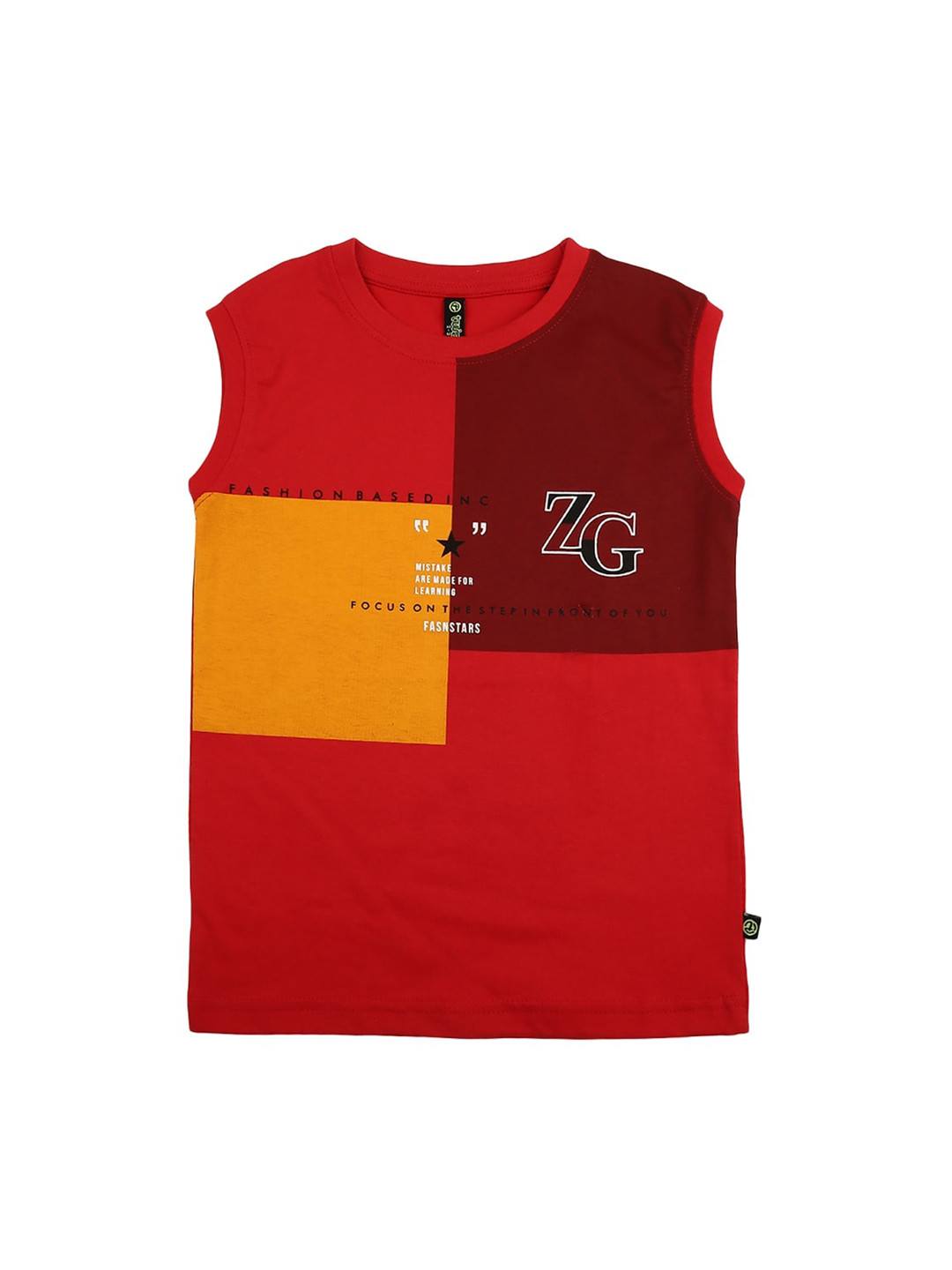 

V-Mart Boys Colourblocked Regular fit Sleeveless T-Shirt, Red