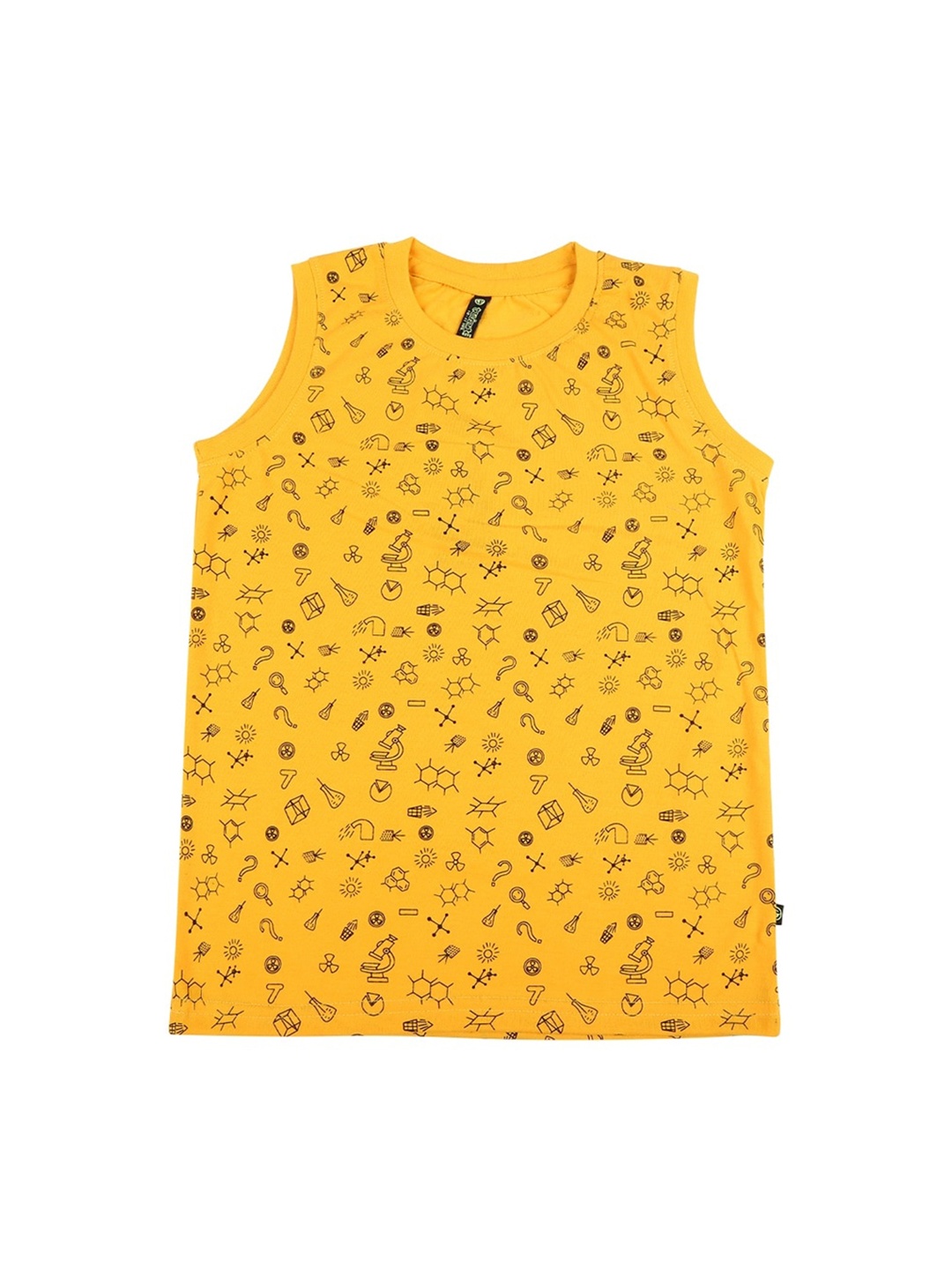 

V-Mart Boys Printed Round Neck Sleeveless Cotton T-shirt, Yellow