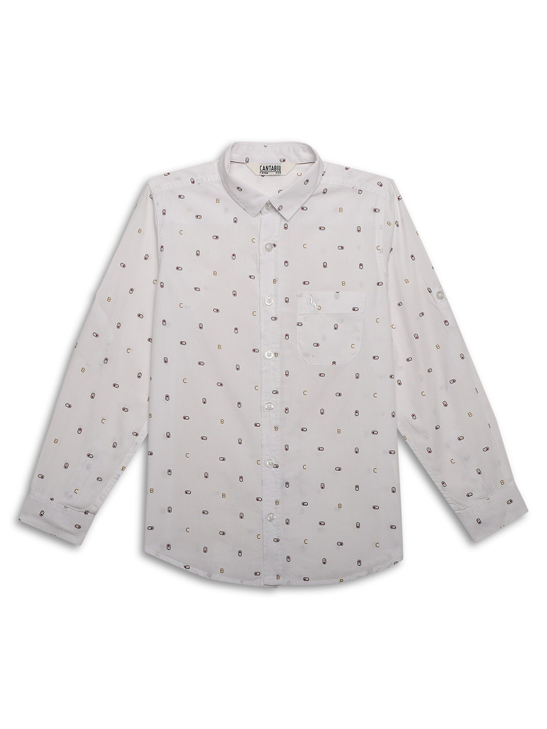 

Cantabil Boys Typography Printed Comfort Regular Fit Cotton Casual Shirt, White