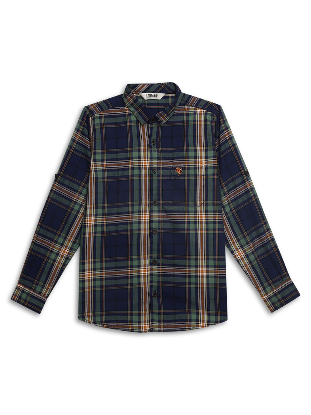 

Cantabil Boys Comfort Tartan Checked Cotton Casual Shirt, Blue