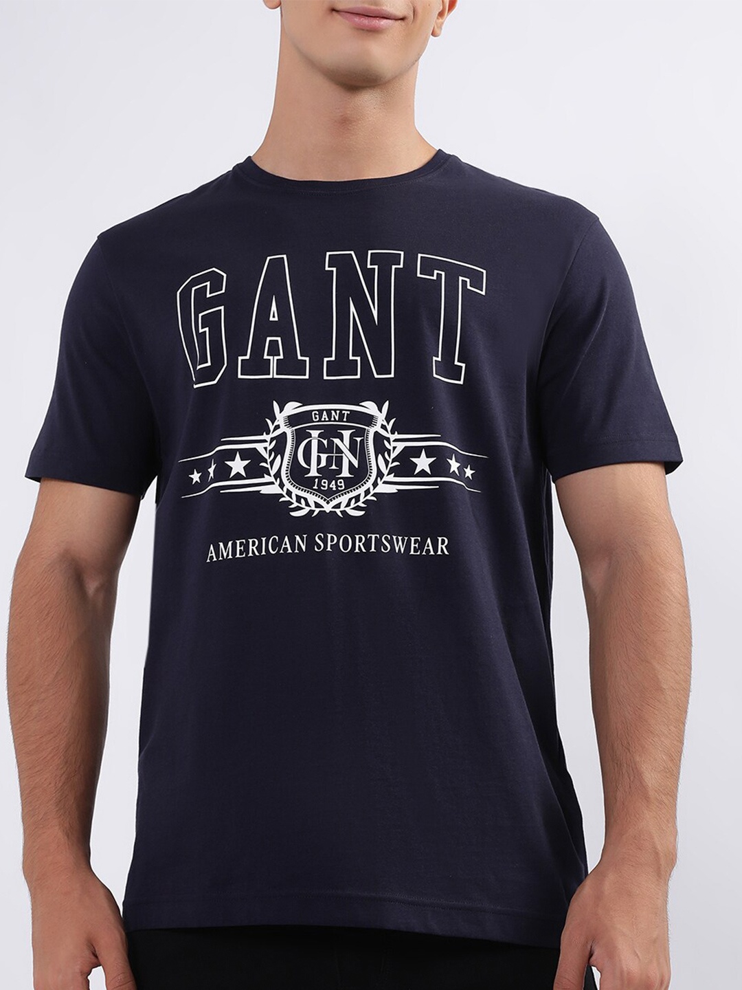 

GANT Typography Printed Cotton T-shirt, Navy blue