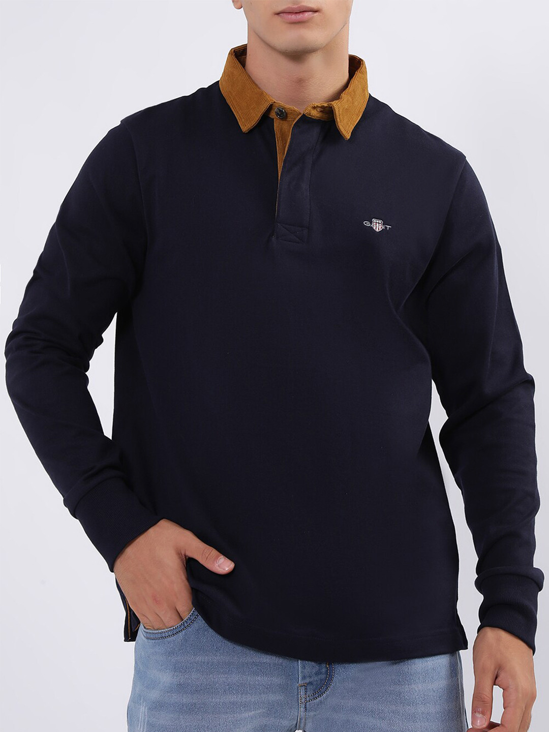 

GANT Polo Collar Pure Cotton T-shirt, Navy blue