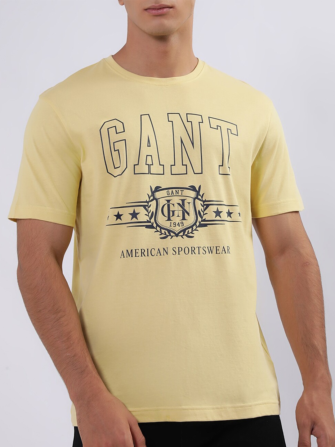 

GANT Typography Printed Cotton T-shirt, Yellow