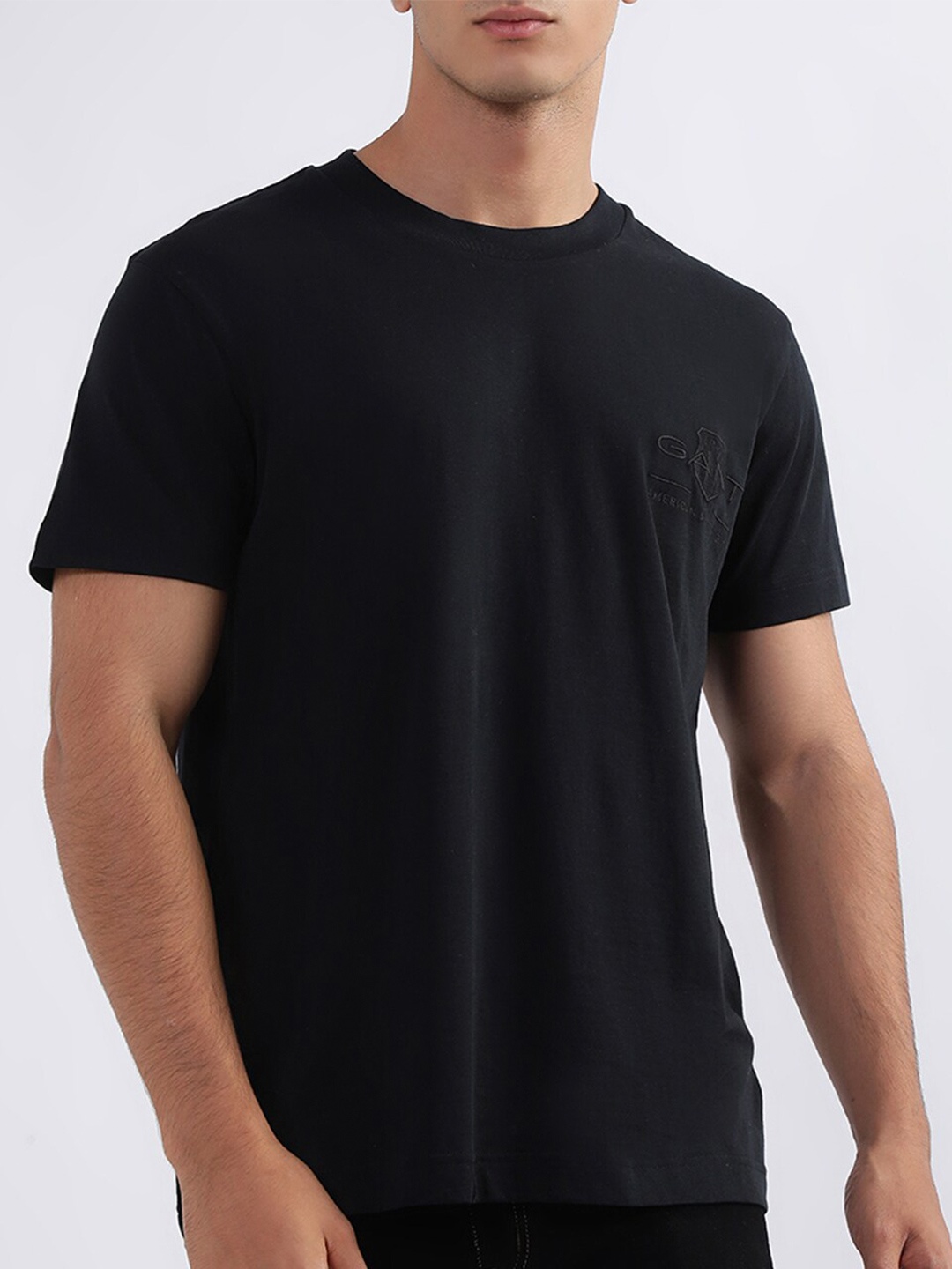 

GANT Round Neck Cotton T-shirt, Black