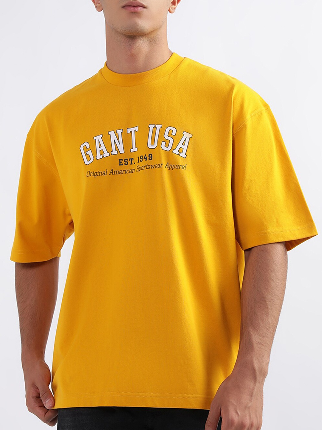 

GANT Relaxed Fit Typography Printed Round Neck T-shirt, Yellow