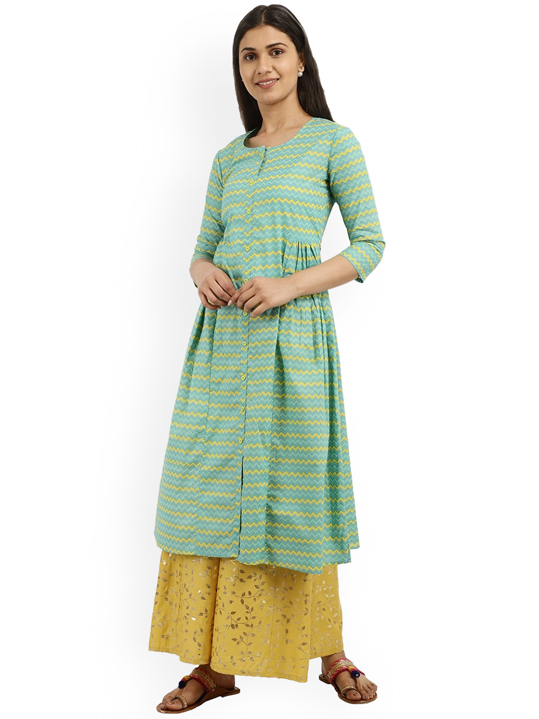 

V-Mart Women Floral Printed Wide Leg Palazzos, Yellow