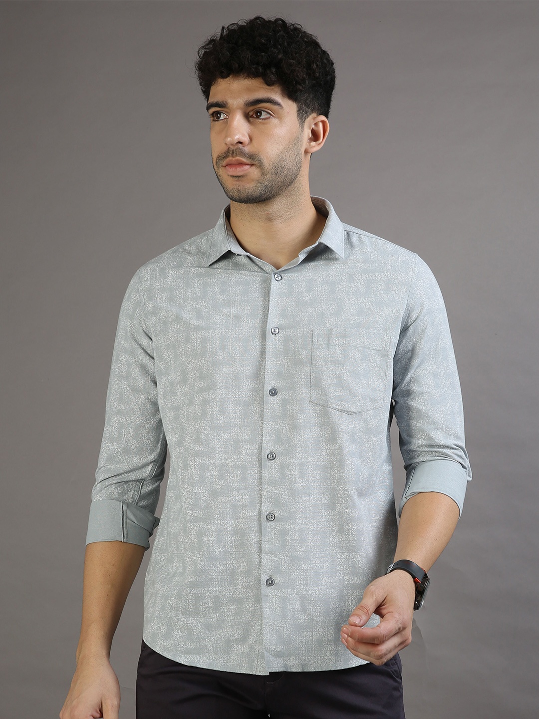 

Bushirt Classic Abstract Printed Oxford Pure Cotton Casual Shirt, Green