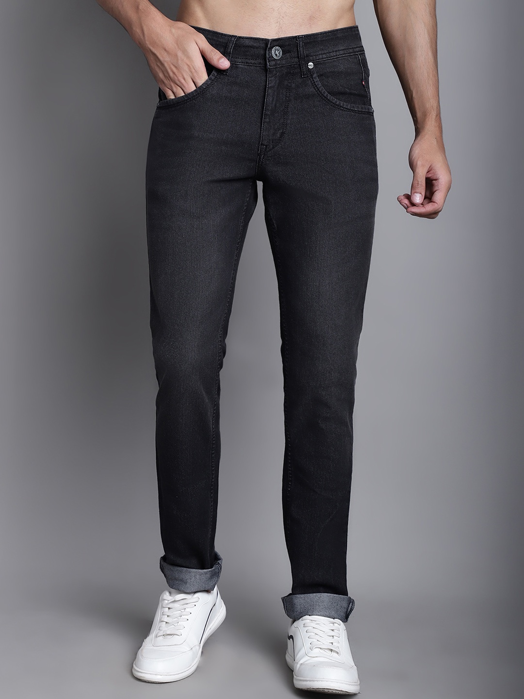 

Cantabil Comfort Light Fade Stretchable Jeans, Black