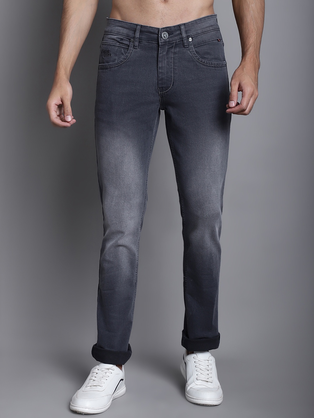 

Cantabil Comfort Heavy Fade Stretchable Jeans, Grey