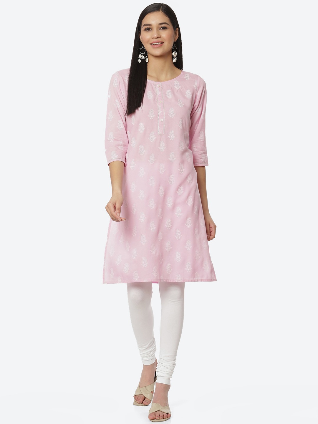 

2Bme Ethnic Motifs Printed Kurta, Pink