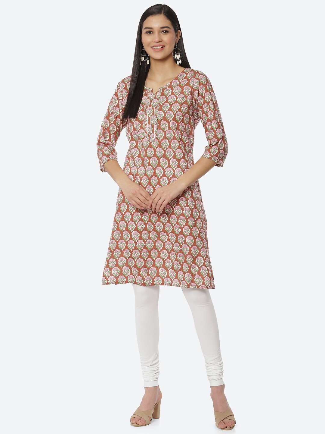 2Bme Ethnic Motifs Printed Kurta, Red