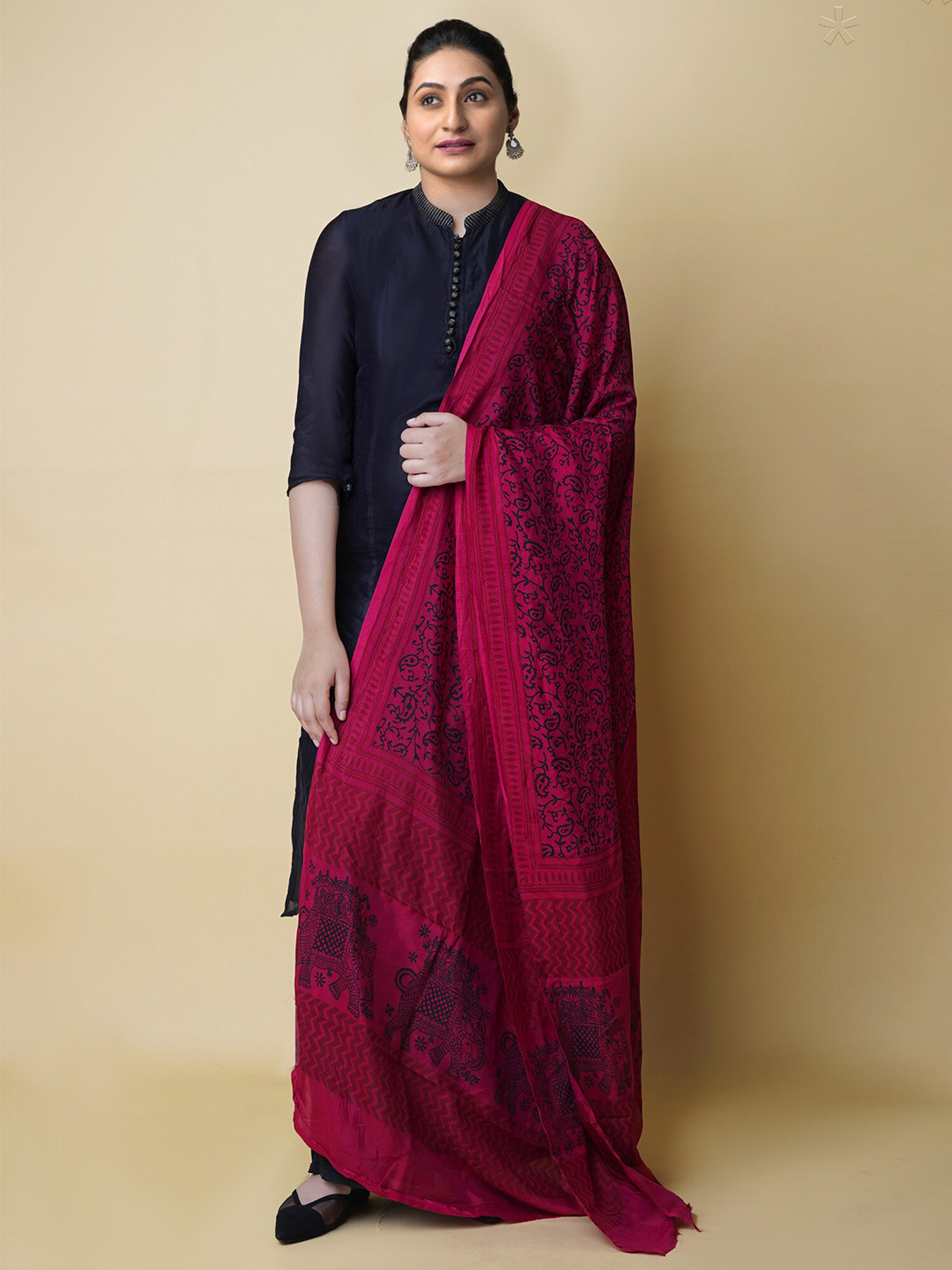

Unnati Silks Paisley Printed Dupatta, Pink